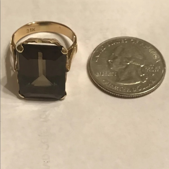 21k yellow gold black stone ring - Picture 6 of 7